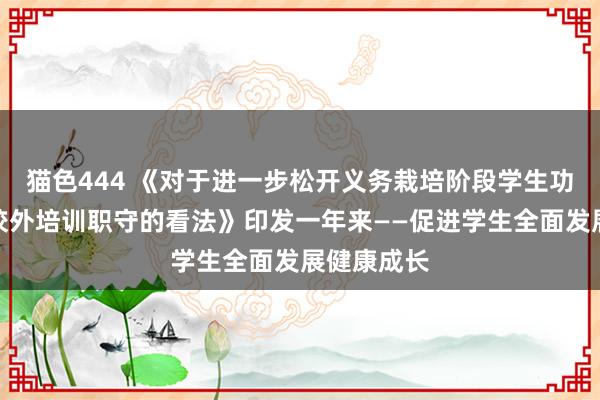 猫色444 《对于进一步松开义务栽培阶段学生功课职守和校外培训职守的看法》印发一年来——促进学生全面发展健康成长
