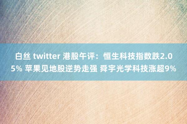 白丝 twitter 港股午评：恒生科技指数跌2.05% 苹果见地股逆势走强 舜宇光学科技涨超9%