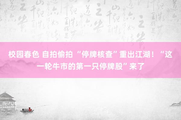 校园春色 自拍偷拍 “停牌核查”重出江湖！“这一轮牛市的第一只停牌股”来了