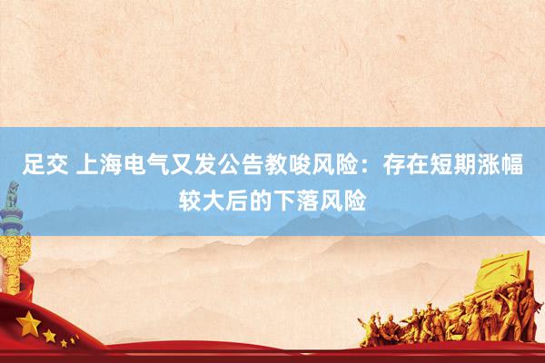 足交 上海电气又发公告教唆风险：存在短期涨幅较大后的下落风险
