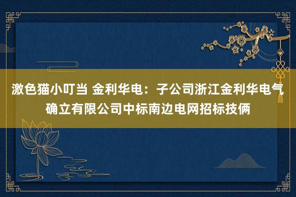 激色猫小叮当 金利华电：子公司浙江金利华电气确立有限公司中标南边电网招标技俩